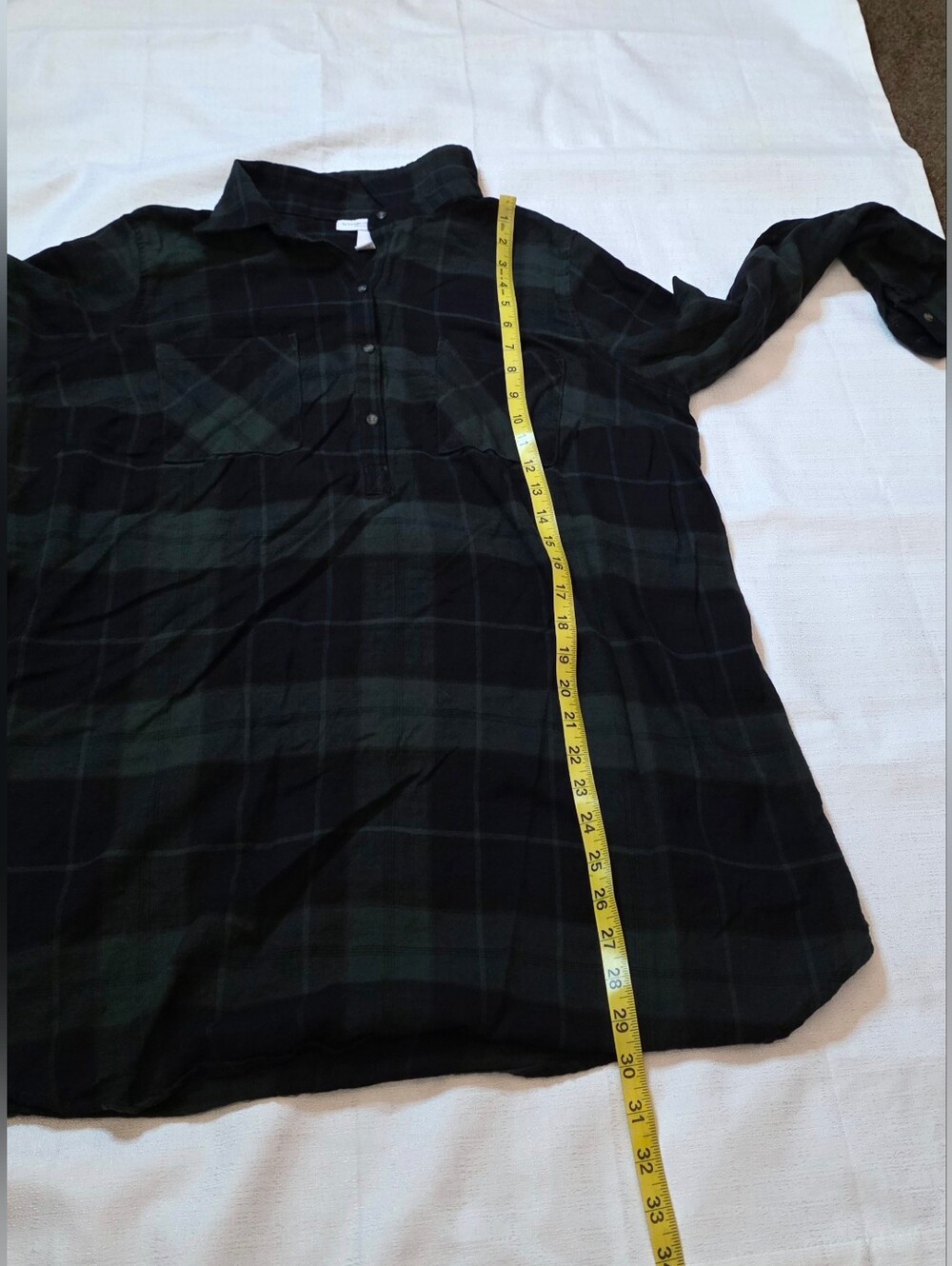 Liz Lange Maternity Green Navy Plaid Flannel Boyfriend Tunic Size XL - Picture 3 of 11